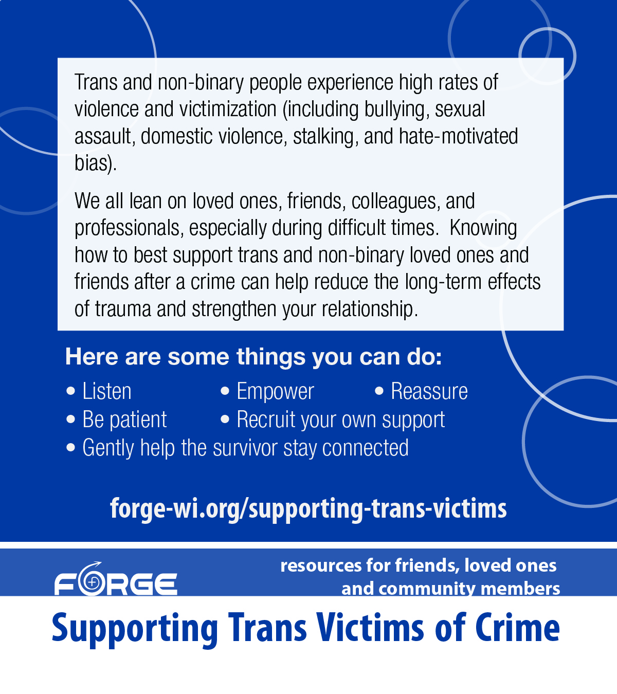 VOCA supporting trans victims palm card front