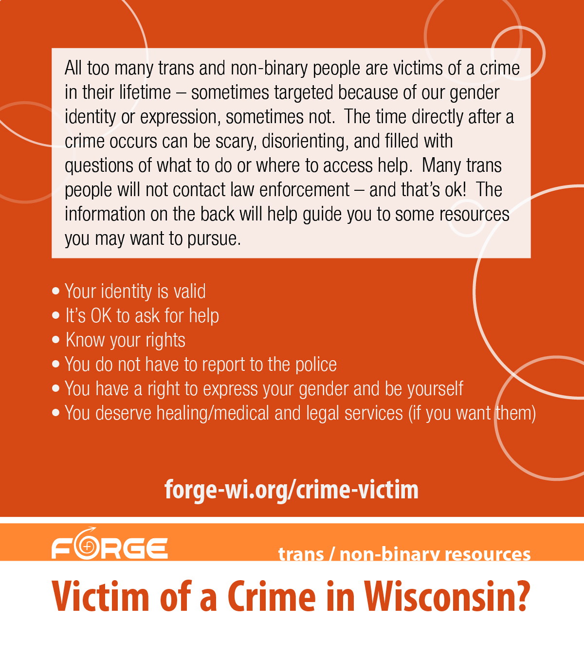 VOCA victims of crime palm card front
